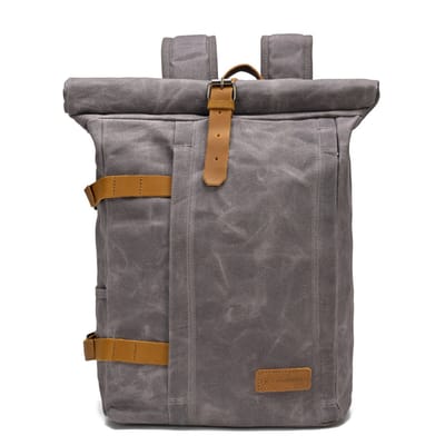 DE LAMASSU® Rolltop Laptop Rugzak 15,6 Inch – Canvas Backpack met Laptopvak – Waterafstotende Rugtas – Rugzak voor Werk, School en Reizen – Unisex