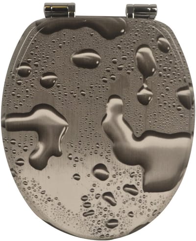 Wc-bril Hout - Toiletdeksel Zitting - Badkamer Vernieuwen - Softclose Mechanisme - 43.7 cm - Raindrop Motief