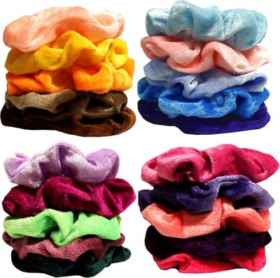 Set van 20 Grote Fluweel Scrunchies - Zachte, Sterke Haarelastiekjes Zonder Beschadiging