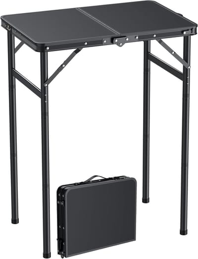 Campingtafel opvouwbaar 58 x 40 cm, multifunctionele grilltafel met 3 verstelbare hoogtes (27/51/75 cm), lichtgewicht aluminium tafel voor picknick en kamperen