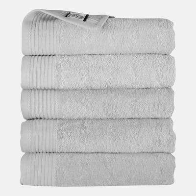 The One Towelling Handdoek - 50x100 cm - 5 stuks - Hotelkwaliteit - 450 g/m² - 100% Gekamd katoen - Licht grijs