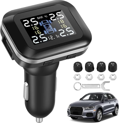Bandenspanningscontrolesysteem - TPMS Sensoren - Veilig Rijden - 6 Alarmmodi - Max 87 PSI - Zwart