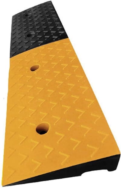 Rubberen Oprijplaat - Drempelhulp - Veilig Overbruggen - Stabiele Roosterstructuur - 100 x 25 x 7 cm - Zwart