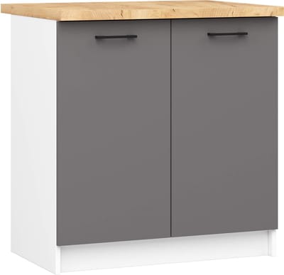 Keukenkast modulaire OLIWIA S80 met Verkblad / Onderkast met 2 Deuren / AKORD Furniture Factory / Wit - Grafietgrijs / 80 x 85 x 46 cm