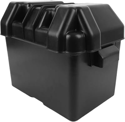 Accubak met Riemen - Batterijhouder Koffer - Accu Beschermen - Slagvast ABS Materiaal - 275x185x195mm - Zwart