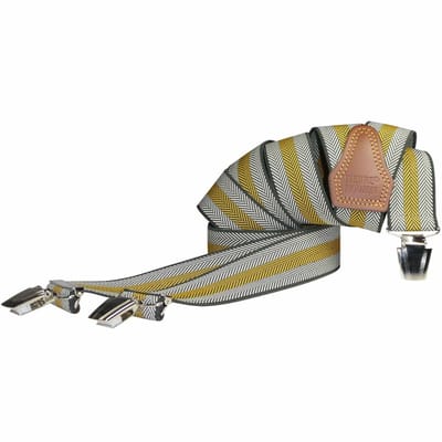 Pierre Mouton - Bretel - Volwassenen - Heren - Chevron - Bretel - Sterke clips - Geel - 120cm - 35mm - M - L