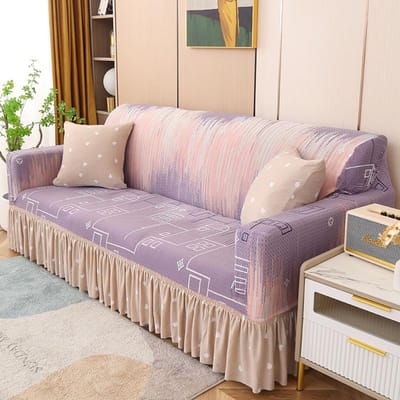 Geprinte Bankhoes Stretch Bankhoezen Met Patroon Slipcovers Met Rok Wasbare Spandex Meubelbeschermer Voor Woonkamer Small gray