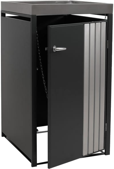 1-persoons afvalcontainerbehuizing MCW-O67, afvalcontainerbox met plantenbak, metaal 125x68x84cm 35kg ~ antraciet roestvrij staal
