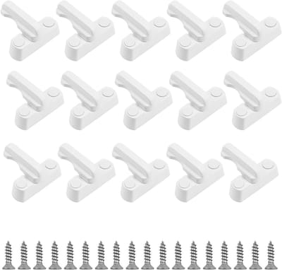 Set van 15 Witte Sash Jammers, Raamsloten met Schroeven, Anti-Diefstal Blokker voor UPVC en PVC Deuren en Ramen