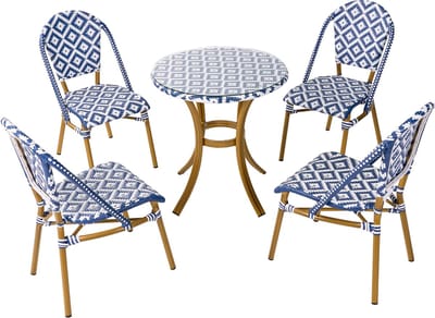 RIFREDDO - Tuinset voor 4 - Marineblauw - PE rotan
