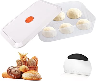 Herbruikbare pizza deeg tray met tarock, vochtbestendige container voor deeg, ideaal voor brood en pizzadeeg, 31 × 23 × 9 cm