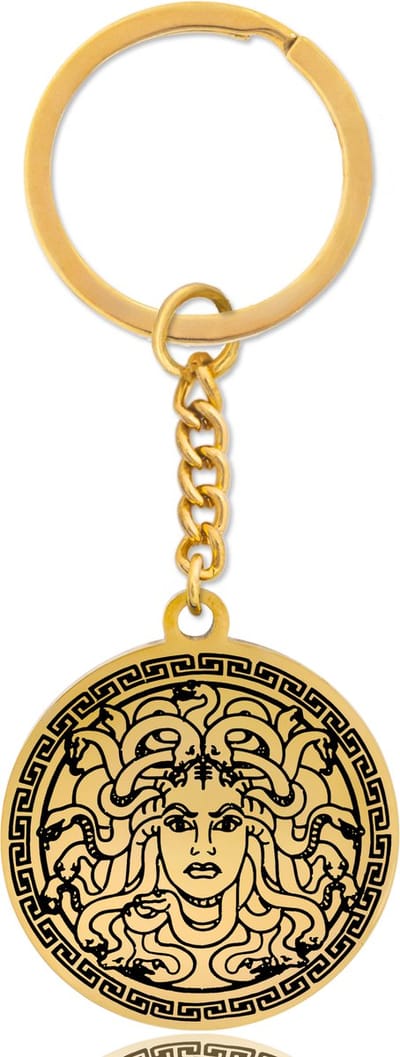 Medusa Sleutelhanger - Goudkleurige Mythologie Talisman - Symbolisch Cadeau - Roestvrij Staal - Pax Amare