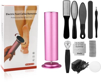 Dailygoods- Eeltverwijderaar elektrisch - Ergonomische handgreep - Antislip grip - Duurzame werking - Inclusief schuurpapierdoos - Roze 11,5 x 4,5 x 3,5 cm - Voetvijl