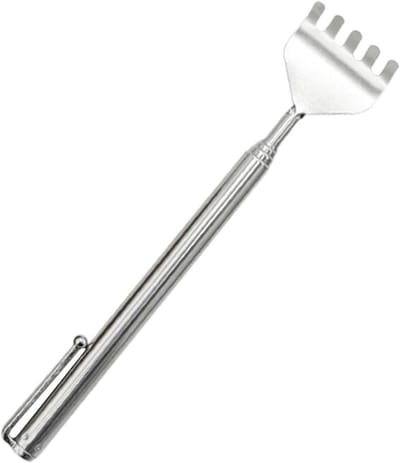 Rugkrabber Uitschuifbaar - Telescopische Massager - Jeuk Verlichten - Roestvrij Staal - 18 x 7 x 6 cm - Zilver