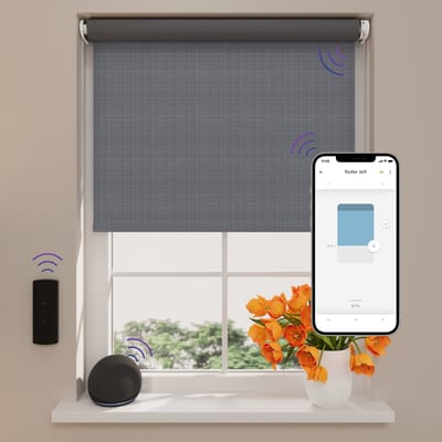 DTCH® Elektrisch Rolgordijn Verduisterend - Easy Blended - Steel Grey - 60 x 190 cm - Motionblinds CMD-02-P