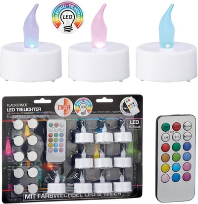 Kleur Veranderende LED Theelichten Set van 10 met Afstandsbediening