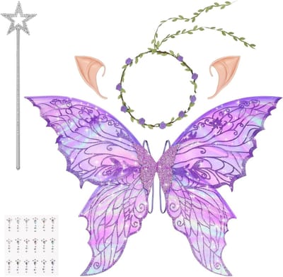 Vleermuisvleugels en Feeënaccessoires Set voor Volwassenen en Kinderen, Perfect voor Carnaval, Halloween en Feestjes
