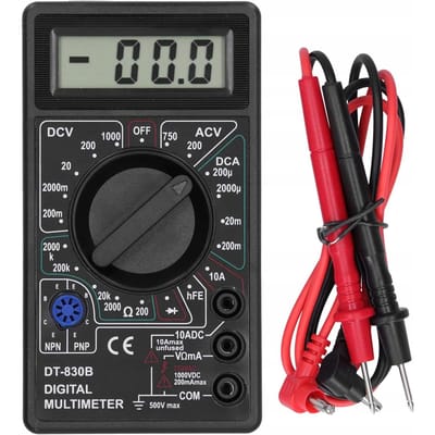 Rosfix Mini Multimeter DT-830B - Digitaal Multimeter, Handzaam LCD - 0–1000V DC, 200–750V AC, 10A