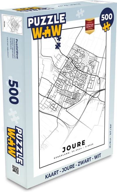 Puzzel Kaart - Joure - Zwart - Wit - Legpuzzel - Puzzel 500 stukjes