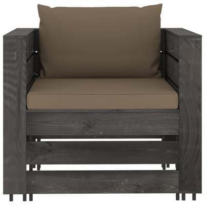 vidaXL - 2-delige - Loungeset - met - kussens - grijs - geïmpregneerd - hout