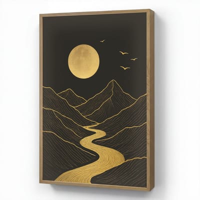 Wandlamp 60x90 cm - Oplaadbaar - Rivier - Goud - Maan - Vogels - Wandlampen binnen woonkamer - Slaapkamer lamp - Decoratieve nachtlamp - Vloerlamp draadloos