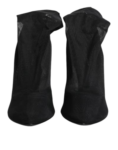 Dolce & Gabbana Zwarte Zijde Stretch Gaas Soklaarzen Schoenen