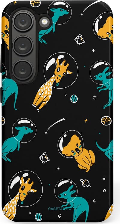 Casetastic Hoesje Geschikt voor Samsung S23 - Stijlvolle Beschermende Duo-layer Case - Donkere Ruimte Safari