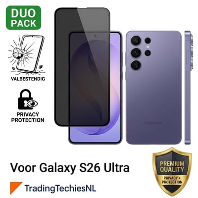 Privacy Screen Protector Samsung Galaxy S26 Ultra– 2 Stuks Duo Pack – Anti-Spy Beschermglas, 9H Gehard Glas, Valbestendig, Krasbestendig, Case-Friendly