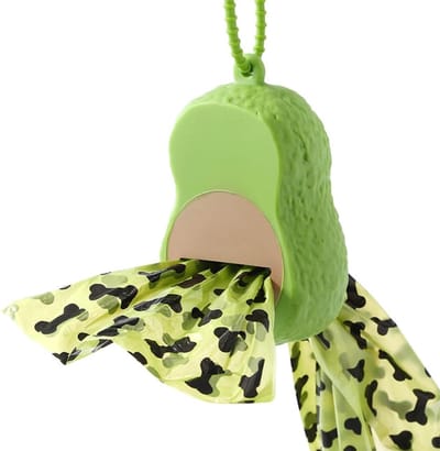 Hondenpoepzakjesdispenser - Avocado design - Waterdicht PVC - Met riemclip - Trekkoord sluiting - Lichtgewicht & kauwbestendig - Past op alle riemen - Voor wandelen, park & reizen - Hygiënisch uitlaataccessoire