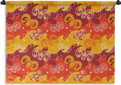 Wandkleed - Wanddoek - Ram - Zodiac - Astrologie - Design - 120x90 cm - Wandtapijt