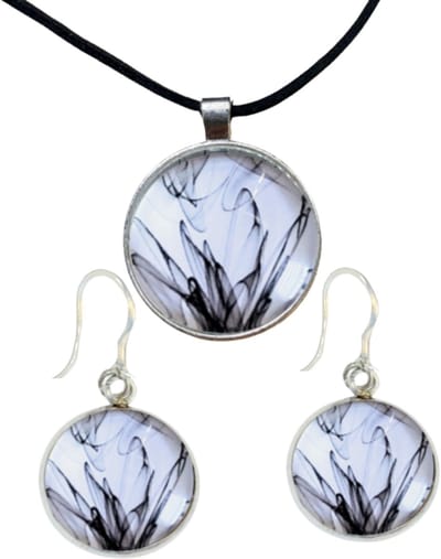 Set Cadi allergievrije oorbellen ketting zwart wit - Charme Bijoux