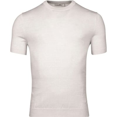 Thomas Maine T-Shirt Crew Neck Merino Linnen Fine Knit Licht Grijs / male