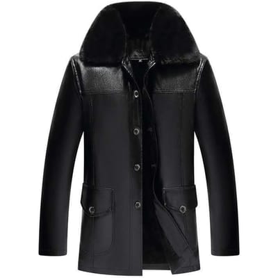 Leren jas kleding voor mannen van middelbare en oudere leeftijd kleding voor papa winterstijl fleece verdikt business casual bont geïntegreerd heren winter 60 black