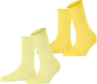Esprit Fine Line 2-Pack gedessineerd katoen multipack sokken dames geel - maat 35-38
