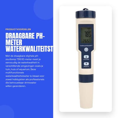 Dailygoods- Waterkwaliteitstester 5 in 1 - Digitale pH/TDS/EC-Meter - Draagbaar/Lcd-scherm - Automatische temperatuurcompensatie - Nauwkeurigheid ± 2% - Watermeter