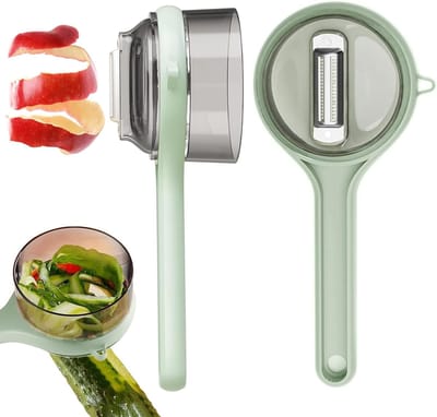 2-Pack - 19*8cmDunschiller met houder - RVS opslag dunschiller - Groente- en fruit dunschiller - Anti-spat ontwerp - Gemakkelijk schoon te maken - Multifunctionele dunschiller voor thuiskeuken