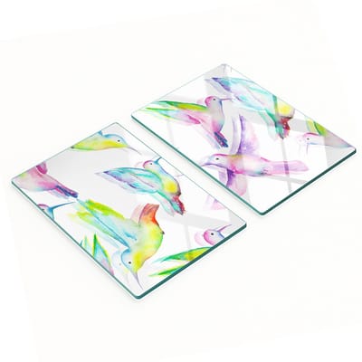 Multifunctionele decoratieve glazen borden met kolibrie-print 2x40x52 cm
