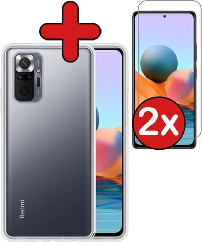 Hoesje - Met 2x Screenprotector - Geschikt voor Xiaomi Redmi Note 10 Pro - Sterk & Shockproof - Telefoon Hoes - Back Cover - Siliconen Case - Telefoonhoes - Transparant