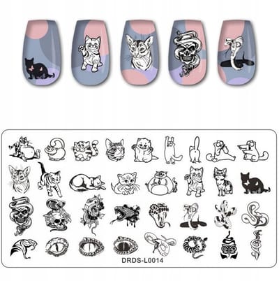 Born Pretty - Stempelplaat voor Nagelontwerp - Kattenpatronen - 12x6 cm - Meervoudig Gebruik