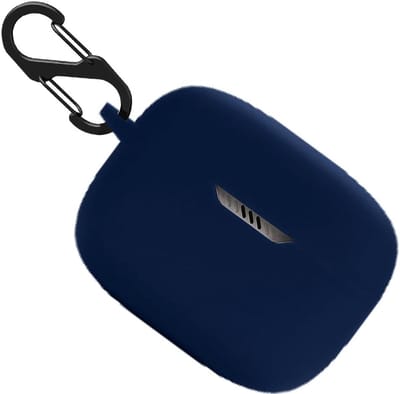 Shockproof Beschermhoes voor JBL Tune 130 NC TWS, Duurzame Silicone Case met Sleutelhanger en Skin Bescherming (Donkerblauw)