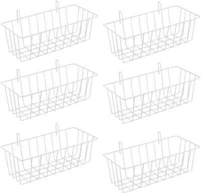 Dailygoody - Grid Baskets - Witte Wandmanden - Ideaal voor Badkamer en Slaapkamer - 4 Stuks - Metaal met Haken - Opbergrek voor Kantoor - Geschikt voo...
