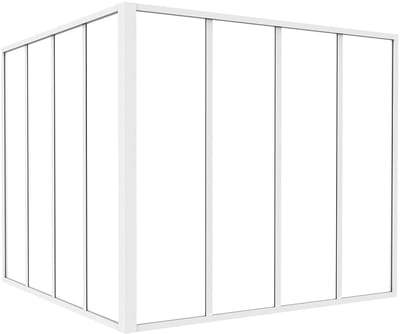 Vente-unique Glazen hoekbinnenraam van gepoedercoat aluminium - L120 x L120 x H105 - Wit - BAYVIEW