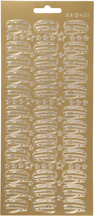 Stickers, hoed, vel 10x23 cm, goud, 1 vel