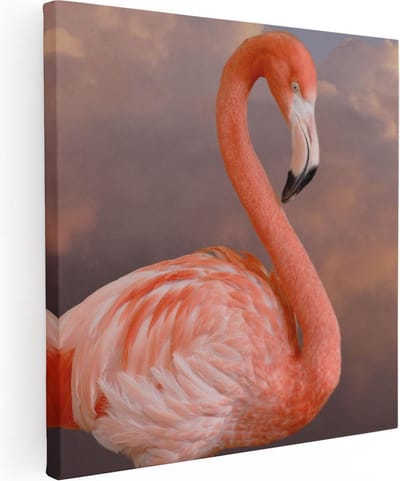 Artaza Canvas Schilderij Vogel - 30x30 cm - Klein - Wanddecoratie Flamingo - Muurdecoratie Woonkamer - Kamer Accessoires