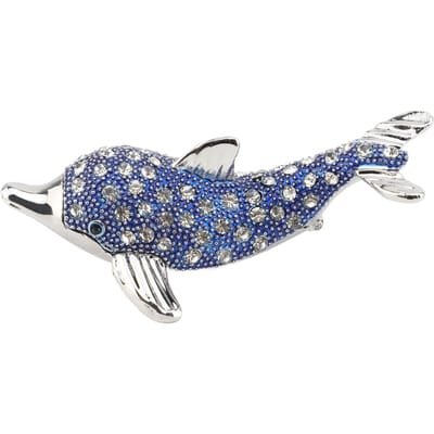 Sieradendoosje Dolfijnvormig Handgemaakt Strass Decor Klein Voorwerpendoosje voor Ring Ketting Cadeaudoosje gray
