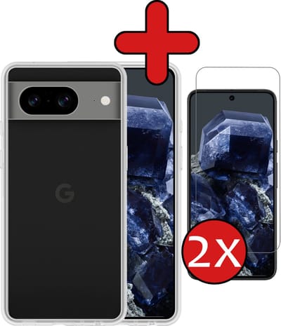 Hoesje - Met 2x Screenprotector - Geschikt voor Google Pixel 8 - Sterk & Shockproof - Telefoon Hoes - Back Cover - Siliconen Case - Telefoonhoes - Transparant
