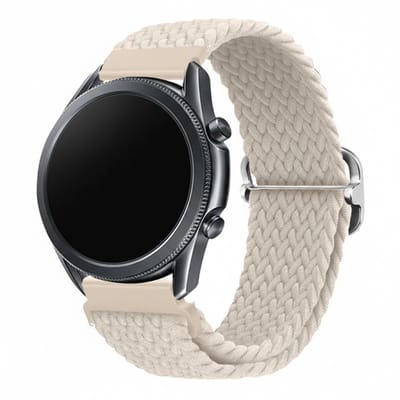 Nylon bandje - geschikt voor Garmin Venu (2 Plus) / Venu SQ (2) / Vivomove (Style - Sport) / Vivoactive 3 / 5 / 6 / Forerunner 55 / 165 / 245 / 645 / 570 - 42mm - starlight