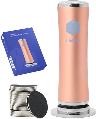 LifeWise® Elektrische Eeltverwijderaar - 60 Vervangbare Schuurpads - Hygiënisch - Netstroom Adapter - Voetvijl - Eeltvijl voor Voeten - Brons