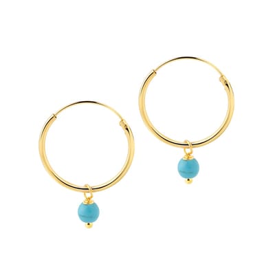 Goud Plated Hoops met Turquoise Steen
