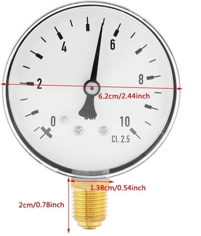 Dailygoods- Manometer waterdruktestmeter 0-10 bar - Drukmeter lucht/olie/gas - 1/4 inch NPT-aansluiting - Zijdelings gemonteerd - Stabiele prestaties